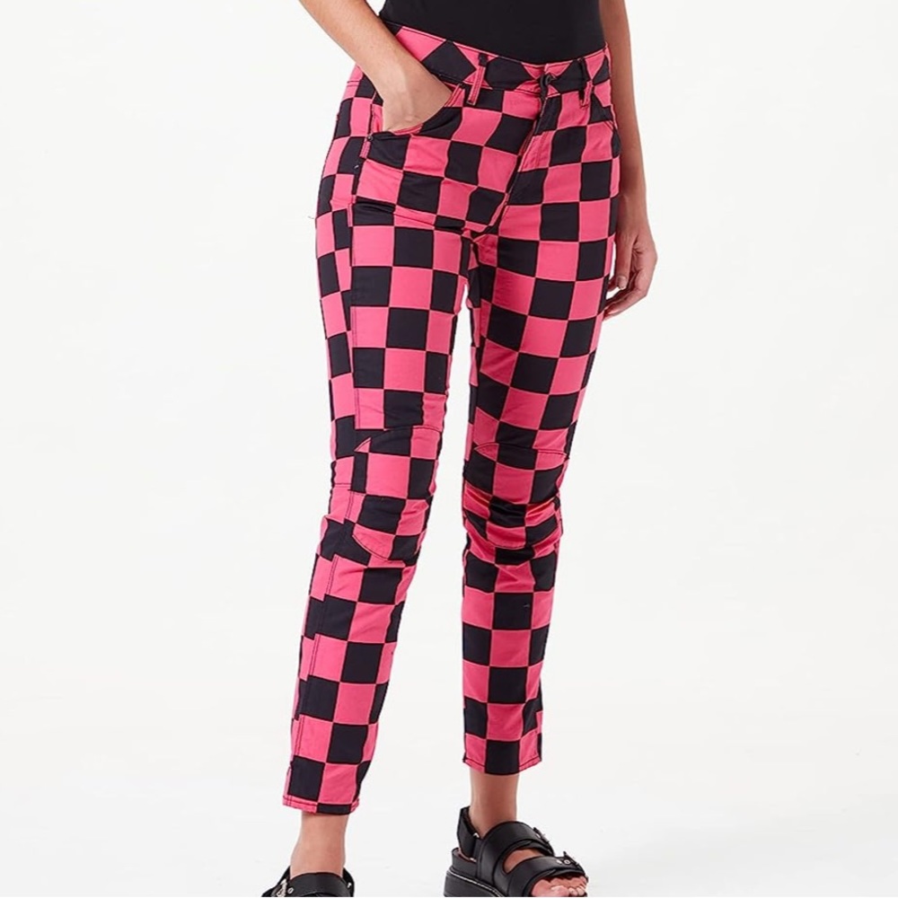 Checkered Pink and Black Boyfriend Jeans